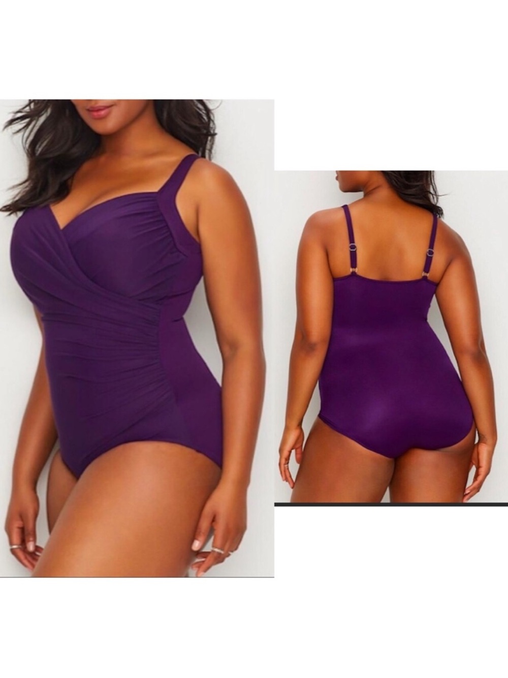 NWT Miraclesuit Sanibel Underwire One-Piece Swimsuit In Plum Red Slimming 20W